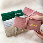 Personalized Multicolor Foldable Velvet Jewelry Roll Organizer with Name Travel Accessory Wedding Birthday Gift for Women