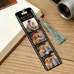 Marcapáginas acrílico personalizado con 4 fotos de películas con texto y borla Material de lectura Regalo de cumpleaños para familiares amigos ratones de biblioteca