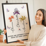 Personalized Crystal Birth Flower Canvas Painting Frame with Name and Text Birthday Gift Valentine's Day for Best Friend Girlfriend Mother