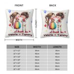 Personalized Cute Cartoon Couple Multicolor Throw Pillow Cover with Name Home Decor Valentine's Day Anniversary Gift for Couples