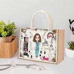 Personalised Cartoon Medical Character Large Jute Bag Graduation Birthday Gift for Nurse Doctor Medical Staff