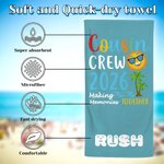 Personalized Multicolour Cousin Crew Quick Dry Oversized Beach Towel with Name Travel Essential Birthday Summer Vacation Gift for Kids