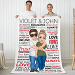 Couverture douce avec nom de couple Décoration d'intérieur Anniversaire Saint-Valentin Cadeau pour couple