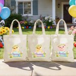 Personifierad krans Bunny Highland Cow Easter Animal Butterfly Canvas Tote Bag med namn Daglig användning Påskdag Present till pojkar flickor