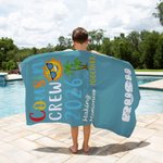 Personalized Multicolour Cousin Crew Quick Dry Oversized Beach Towel with Name Travel Essential Birthday Summer Vacation Gift for Kids