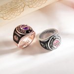 Anillo de sello de graduación personalizado con piedra de nacimiento y zodiaco nombre y texto grabados regalo de recuerdo para graduados
