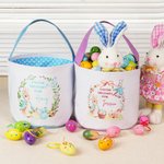 Panier de Pâques personnalisé avec nom et doublure à pois Œufs de chasse Fête de Pâques Cadeau de Pâques pour enfants