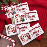 Gepersonaliseerde cartoon karakter kerstmuts initiële kaart portemonnee met naam jaar en envelop voor contant geld kerstcadeau voor familie kinderen