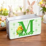 Caja personalizada de galletas de rejilla de animalitos multicolor con nombre Regalo de Pascua para niños