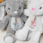Personalised Peter Rabbit Easter Eggs Cute Bunny Plush Stuffed Animal Toy with Name and Year First Easter Holiday Baby Shower Gift for Kids