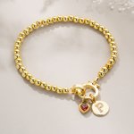 Personalizada Corazón Birthstone Beaded Pulsera con Inicial Charm Aniversario Día de San Valentín Cumpleaños regalo para las mujeres