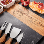 Personalised Engraved Name Text Marble 11 Pcs Chopping Board Coaster Set with Ceramic Bowl Birth Wedding Mother's Day Gift for Family Friend