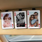 Personalised Wooden Couple Photo Frame Car Visor Clip with Initals and Text Car Accessories Birthday Anniversary Valentine's Day Gift for Couple