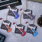 Ornement personnalisé en forme de chapeau de père Noël avec nom et année Cadeau de Noël pour les guitaristes et les amoureux de la guitare