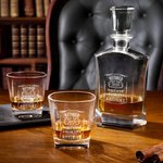 Personalised Vintage Wreath Retired Whiskey Decanter with Engraved Year Retirement Birthday Anniversary Gift for Men Whiskey Lovers