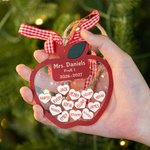 Personalized Apple Flat Shaker Heart Names Acrylic Ornament with Year and Title Appreciation Birthday Christmas Gift for Teachers