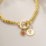 Personalizada Corazón Birthstone Beaded Pulsera con Inicial Charm Aniversario Día de San Valentín Cumpleaños regalo para las mujeres