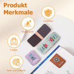 Personalisierter PU-Leder Lesezeichen Clip mit volkstümlichem Blumenmotiv und Namen Geburtstag Geschenk für Bücherliebhaber Bücherwürmer