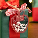 Personalized Apple Flat Shaker Heart Names Acrylic Ornament with Year and Title Appreciation Birthday Christmas Gift for Teachers