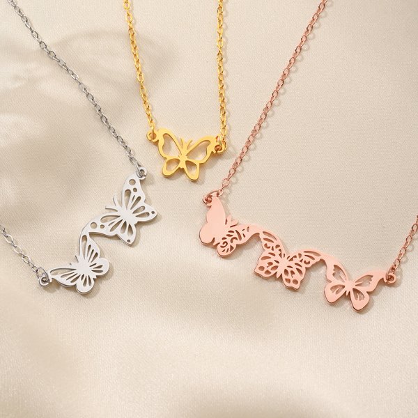 Personalised Birth Butterfly Necklace Dainty Jewellery Daily Use Anniversary Birthday Gift for Woman Mom