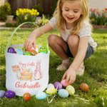 Panier de Pâques personnalisé avec nom et doublure à pois Œufs de chasse Fête de Pâques Cadeau de Pâques pour enfants