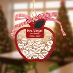 Personalized Apple Flat Shaker Heart Names Acrylic Ornament with Year and Title Appreciation Birthday Christmas Gift for Teachers