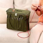 Personalizzato personaggio dei cartoni animati Grande borsa di tela per la conservazione dei filati con tasche per aghi e maniglia Regalo di compleanno all'uncinetto per gli amanti dell'artigianato