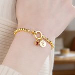 Personalizada Corazón Birthstone Beaded Pulsera con Inicial Charm Aniversario Día de San Valentín Cumpleaños regalo para las mujeres