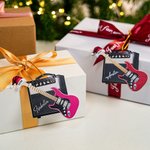 Ornement personnalisé en forme de chapeau de père Noël avec nom et année Cadeau de Noël pour les guitaristes et les amoureux de la guitare