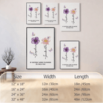 Personalized Crystal Birth Flower Canvas Painting Frame with Name and Text Birthday Gift Valentine's Day for Best Friend Girlfriend Mother