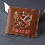 Personlig Royal Noble Style Initial sammenleggbar PU-lommebok i lær med navn Daglig bruk Jubileum Bursdag Valentinsdag Gave til menn