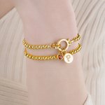 Personalizada Corazón Birthstone Beaded Pulsera con Inicial Charm Aniversario Día de San Valentín Cumpleaños regalo para las mujeres
