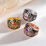 Anillo de sello de graduación personalizado con piedra de nacimiento y zodiaco nombre y texto grabados regalo de recuerdo para graduados