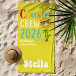 Personalized Multicolour Cousin Crew Quick Dry Oversized Beach Towel with Name Travel Essential Birthday Summer Vacation Gift for Kids