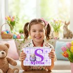 Caja personalizada de galletas de rejilla de animalitos multicolor con nombre Regalo de Pascua para niños