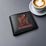 Personlig Royal Noble Style Initial sammenleggbar PU-lommebok i lær med navn Daglig bruk Jubileum Bursdag Valentinsdag Gave til menn