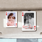 Personalised Wooden Couple Photo Frame Car Visor Clip with Initals and Text Car Accessories Birthday Anniversary Valentine's Day Gift for Couple