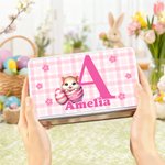 Caja personalizada de galletas de rejilla de animalitos multicolor con nombre Regalo de Pascua para niños