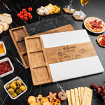 Personalised Engraved Name Text Marble 11 Pcs Chopping Board Coaster Set with Ceramic Bowl Birth Wedding Mother's Day Gift for Family Friend