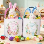 Panier de Pâques personnalisé avec nom et doublure à pois Œufs de chasse Fête de Pâques Cadeau de Pâques pour enfants