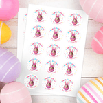 Set de 2 étiquettes autocollantes imperméables avec nom et photo pour les oeufs de lapin décorés pour la fête de Pâques pour la famille et les enfants