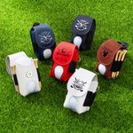 Personalisierter PU-Leder Golfball- und Tee-Beutel mit Golfschläger-Muster Namen Tragbares Sportzubehör mit Gürtelclip Geburtstag Geschenk für Golfer