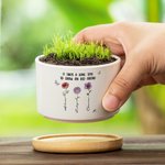 Personalised 1-5 Crystal Birth Flowers Butterfly Ceramic Planter Pot with Name and Bamboo Base Home Decor Anniversary Birthday Gift for Family Friends