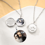 Personalised Pet Paw Print Pet Photo Necklace Birthday Memorial Gift for Pet Lovers Owners