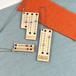 Personalised Multicolour Beaded Wooden Sewing Row Counter with Engraved Name Knitting Tool to Assist Counting Birthday Gift for Knitting Lovers