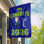 Personalizado Congrats You Did It Grad Hat Cartoon Character Garden Flag with Name Family Party Decor Regalo de graduación para la clase de 2025 graduados