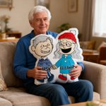Personalised Romantic Cartoon Couple Die-Cut Soft Cushion with Names Home Decor Valentine's Day Anniversary Gift for Couple