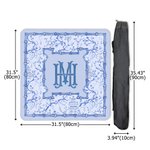 Alfombrilla de Mahjong personalizada con monograma de flores azules y blancas y bolsa de almacenamiento Accesorio de juego Regalo de cumpleaños para los amantes del Mahjong