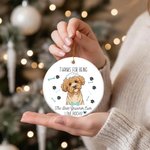 Personalized Dog Bone Paw Cartoon Pet Photo Round Ceramic Ornament with Name Home Decor Birthday Gift for Pet Groomer Lover