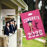 Personalizado Congrats You Did It Grad Hat Cartoon Character Garden Flag with Name Family Party Decor Regalo de graduación para la clase de 2025 graduados